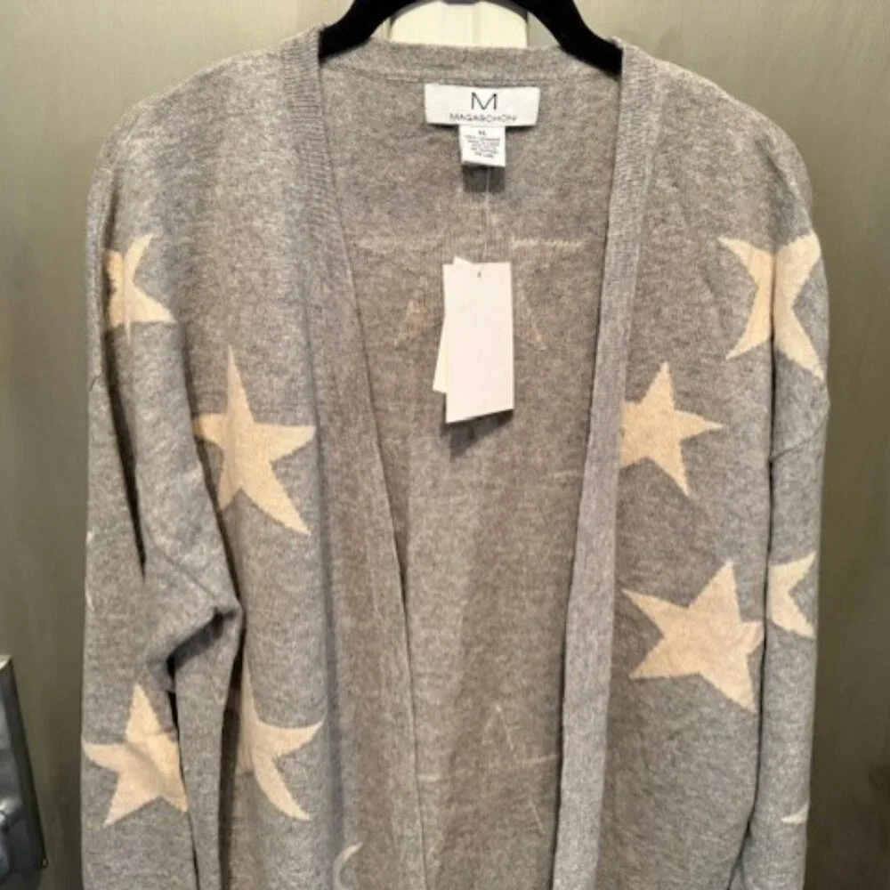 Magaschino 100% cashmere open front Star cardigan Sweater - Picture 10 of 16